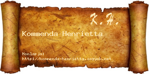 Kommenda Henrietta névjegykártya